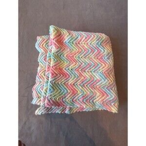 Throw Blanket Multi Color Baby Blanket 59"x28" Hand Made